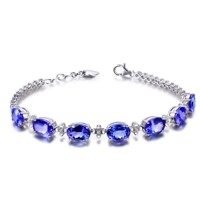 

Fashion Trendy Factory Wholesale plating 925 Sterling Silver Creative Sapphire Bracelet Silver Jewelry zircon