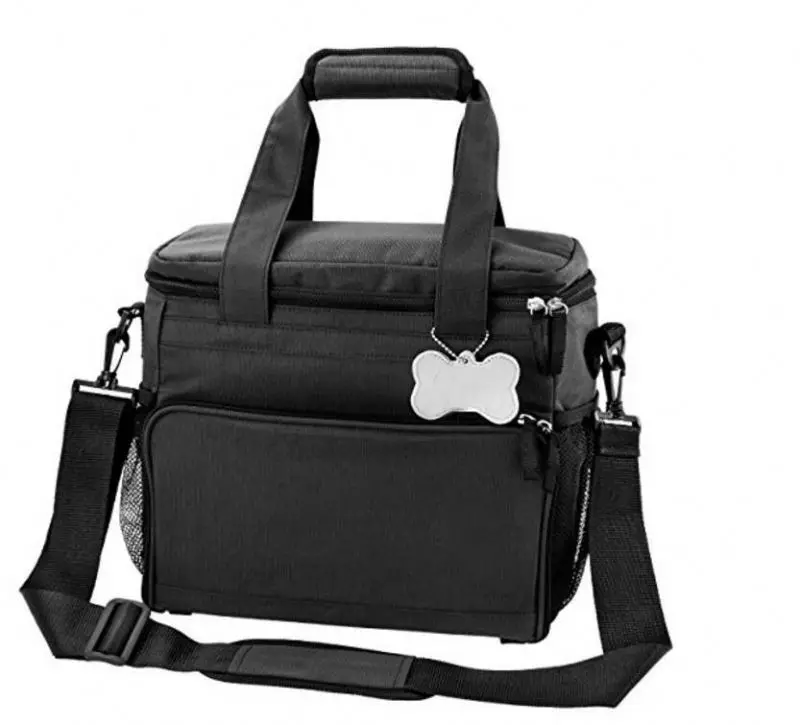 

Pet travel bag carrier includes 2 collapsible bowls for traveling, Black