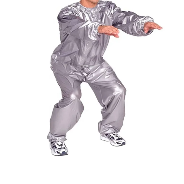 

Heavy Duty Fitness Sweat Sauna Suit Weight Loss Exercise Gym Suit Anti-Rip PVC for Men and Women, Black, silver, grey, red