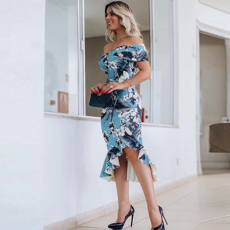 

2021 High Quality Sleeveless Knee Midi Dress 2021 Women Lady Elegant Blue Casual Simple Summer Dress