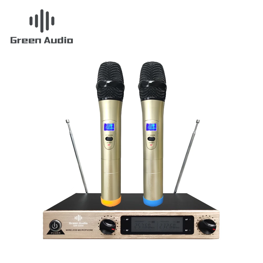 

GAW-200 Cheap Price Dual Channel VHF Analog UHF professional Long Range Wireless Microphone System, Gray/black