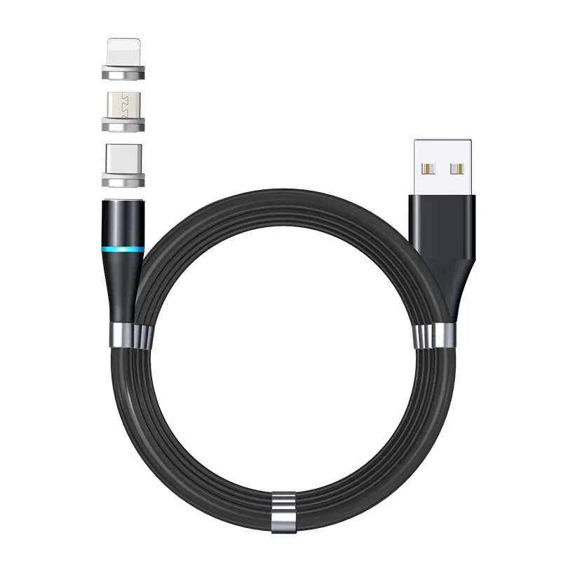 

Magnetic absorption nano cable 3 in 1 charging cable 3A fast charging magnetic data cable