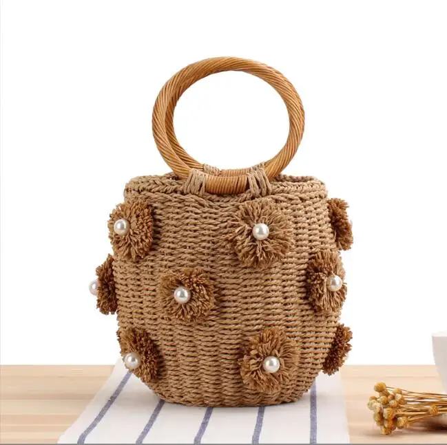 

2021 factory direct sale straw bag high quality women bags luxury handbags rattan round beach bag for ladies, Customized color