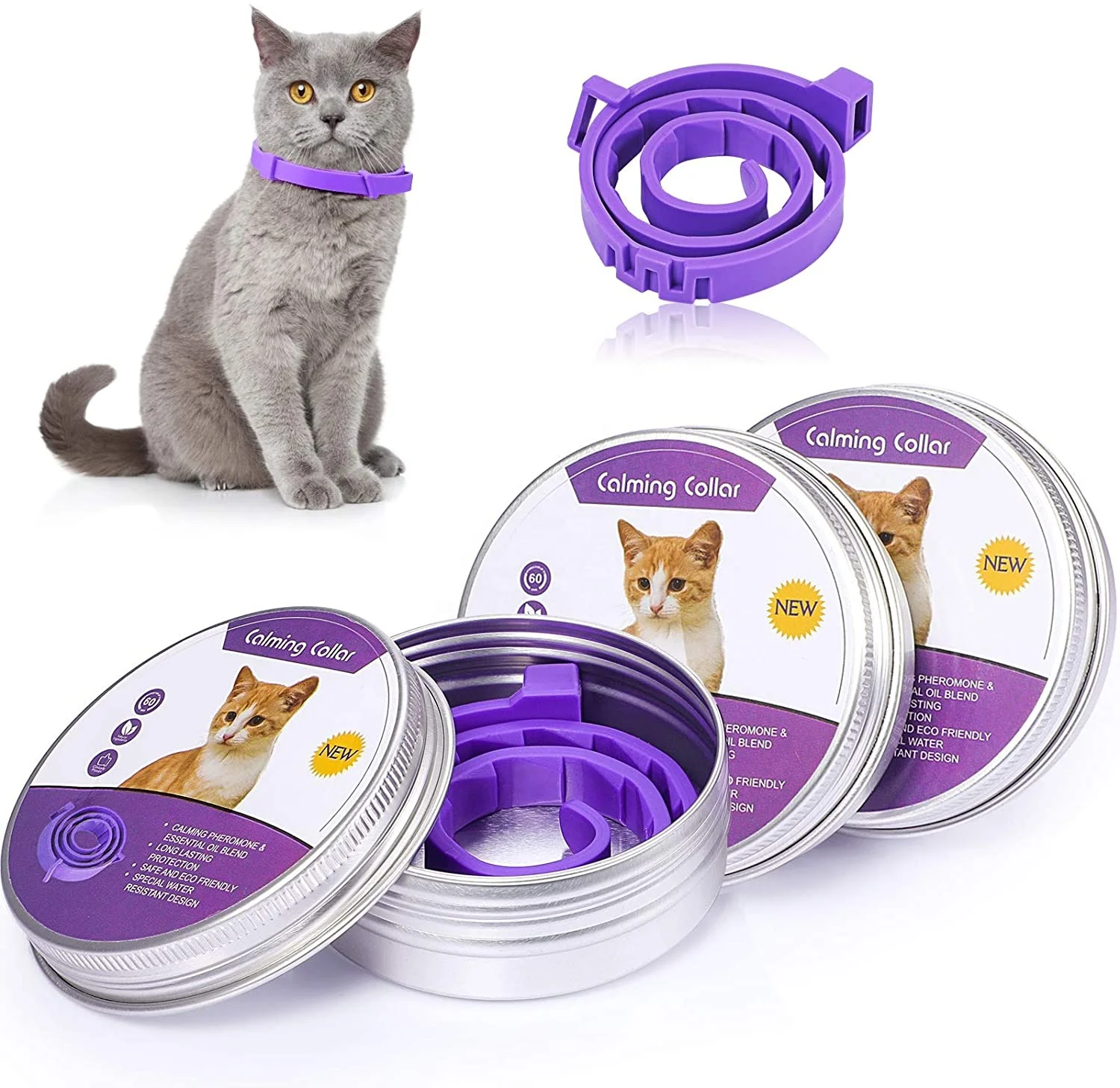 

Wholesale Natural Ingredients Adjustable Lavender Scent Relaxing Pet Reduce Anxiety Calming Calm Collar Cats Dogs