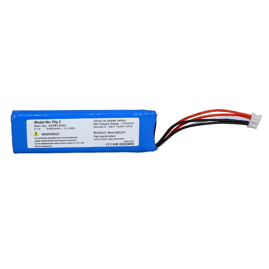 

Li-ion battery pack 3000mAh 3.7V for gsp872693 battery flip 3 speaker battery