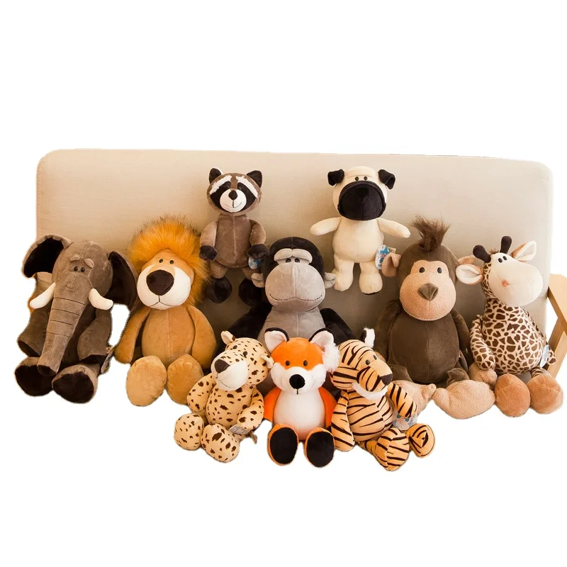 

Kinds of animal plush Lion rhino zebra raccoon giraffe dog hippo fox Pet Plush Toys Soft Stuffed Animal plush toy doll wholesale