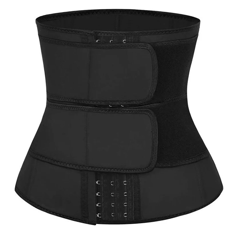

Women Neoprene Workout Waist Trainer With Adjustable Double Straps Faja Breathable Belly Belt With Hook, Black