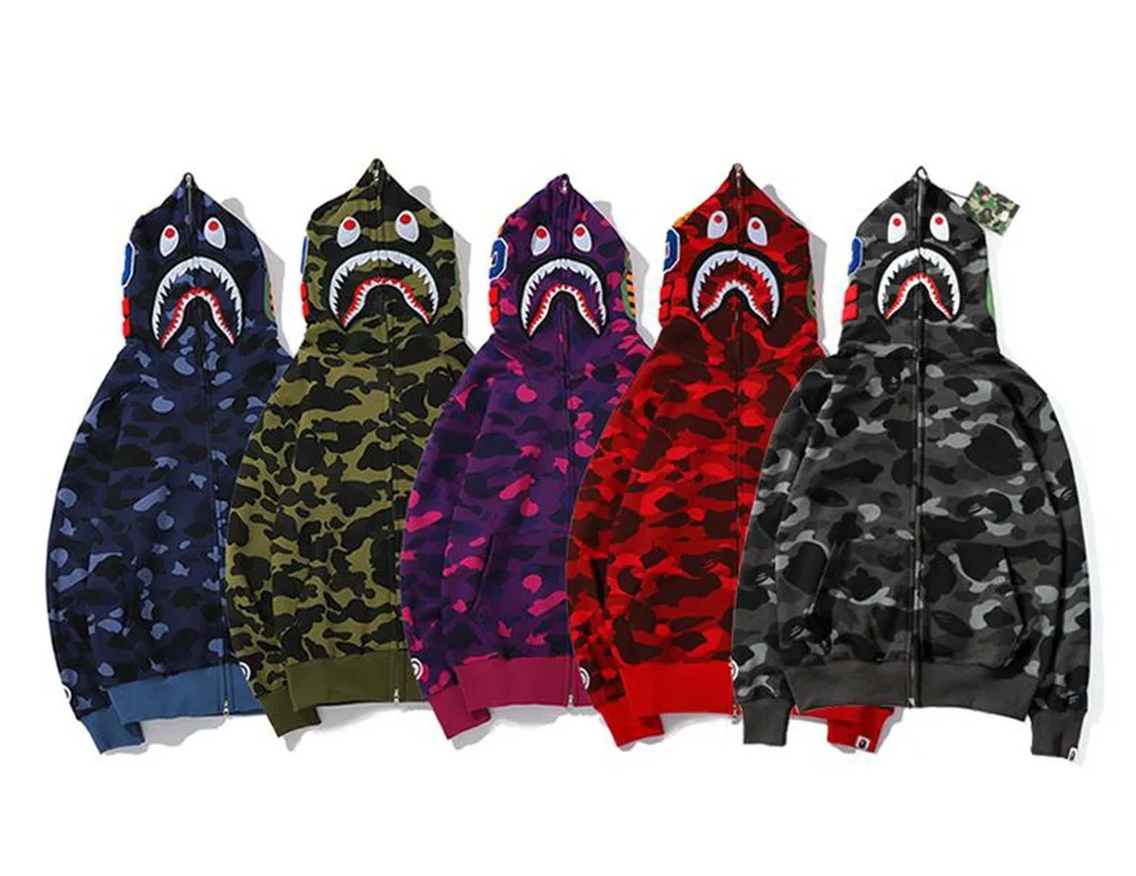 

2021 Wholesale Trendy bape ape jacket hoodie printed 100% polyester hoodies, Customized colors