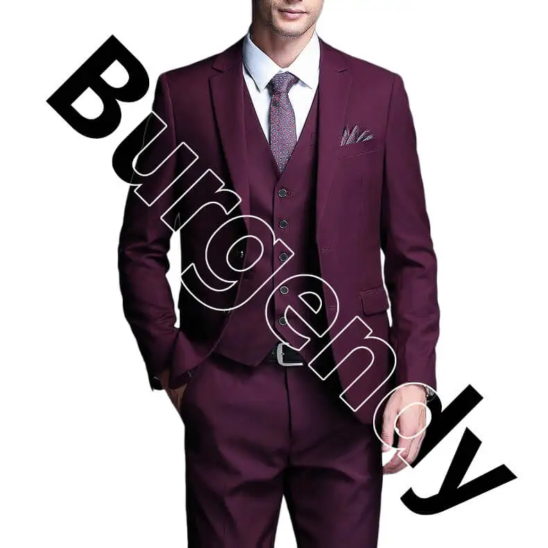 

Amazon hot sell burgendy wedding suits men classical 3 in 1 groom tuxedo suits set for men, Navy/black/grey/dark blue/burgundy/violet