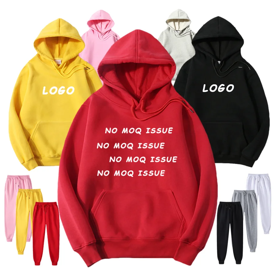 

Custom LOGO Unisex Cotton Fleece Blank Hoodies Bulk Oversized High Quality Pullover Sweatpants Joggers Sets Wholesale Clothing, Customized color