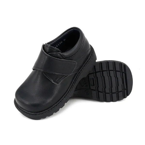 

Wholesale custom OEM student's children kids genuine leather buckle strap black school uniform dress shoes