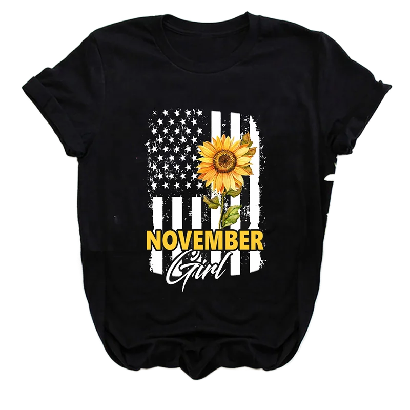

New Design Graphic Tee Men Women American Flag T-Shirt Melanin November Queen Printed Tshirts Customized
