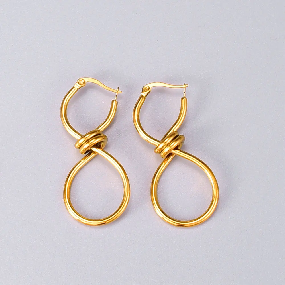 

Minimalist Knotted Earrings Geometric Twisted Earrings Chic Gold Color Metal 8 Shaped Hoop Earrings for Women Bijoux