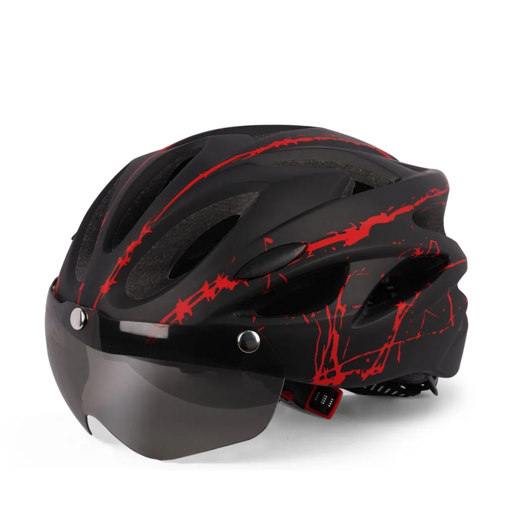 

Riding mountain road bicycle helmet sports outdoor skateboard helmet with glasses