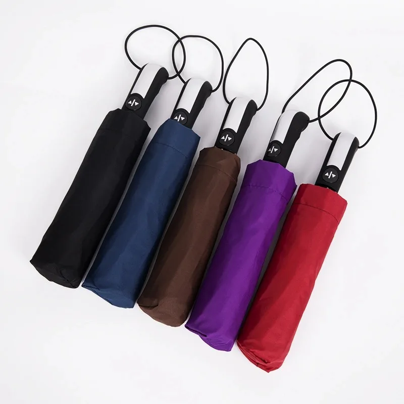 

Good Quality Wholesale Custom Business 10 bones Windproof Automatic 3 Folding Umbrella With Logo, Pink blue black white