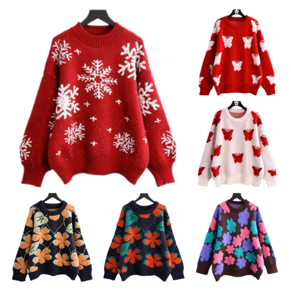 

2021 winter style cotton turtle neck computer knitted pullover of women sweaters