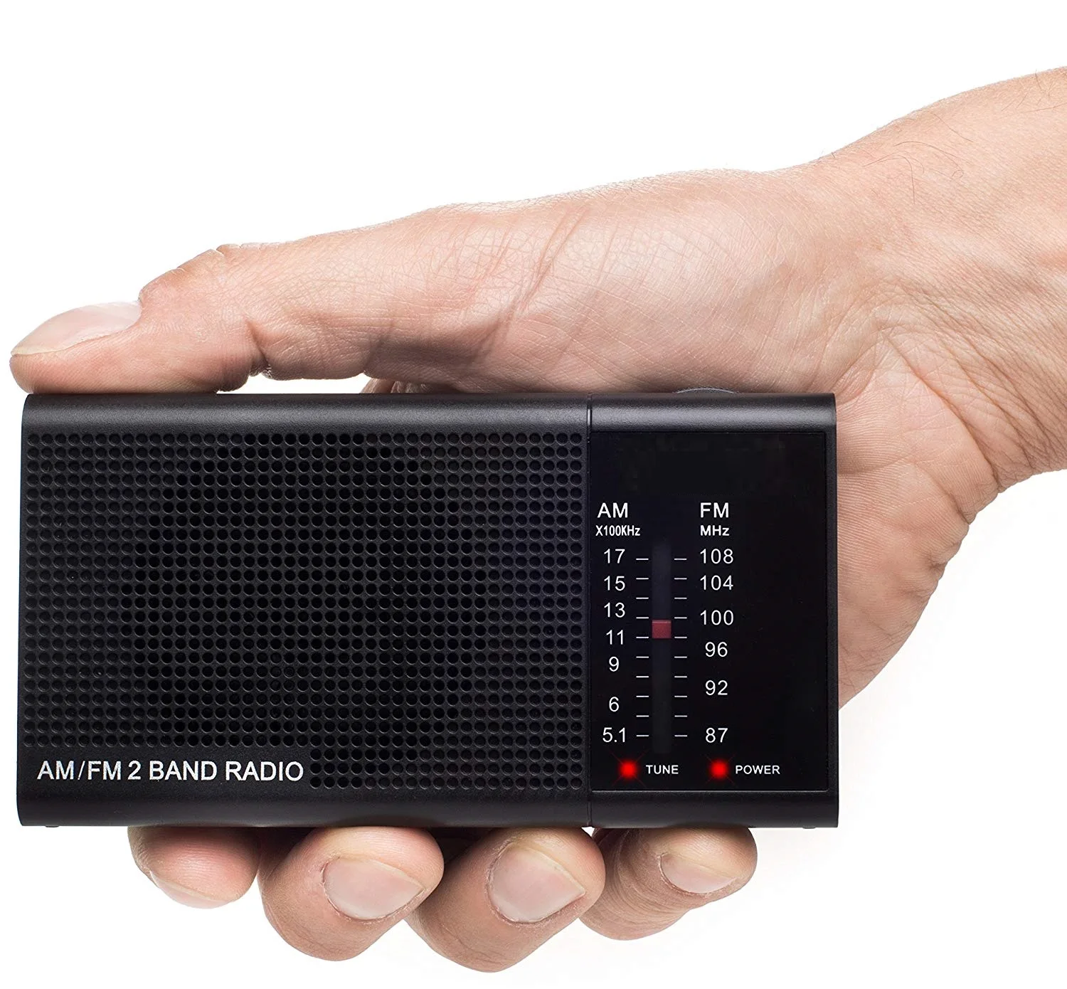 

Portable radio pocket radio mini AM/FM radio battery operated, Black, silver