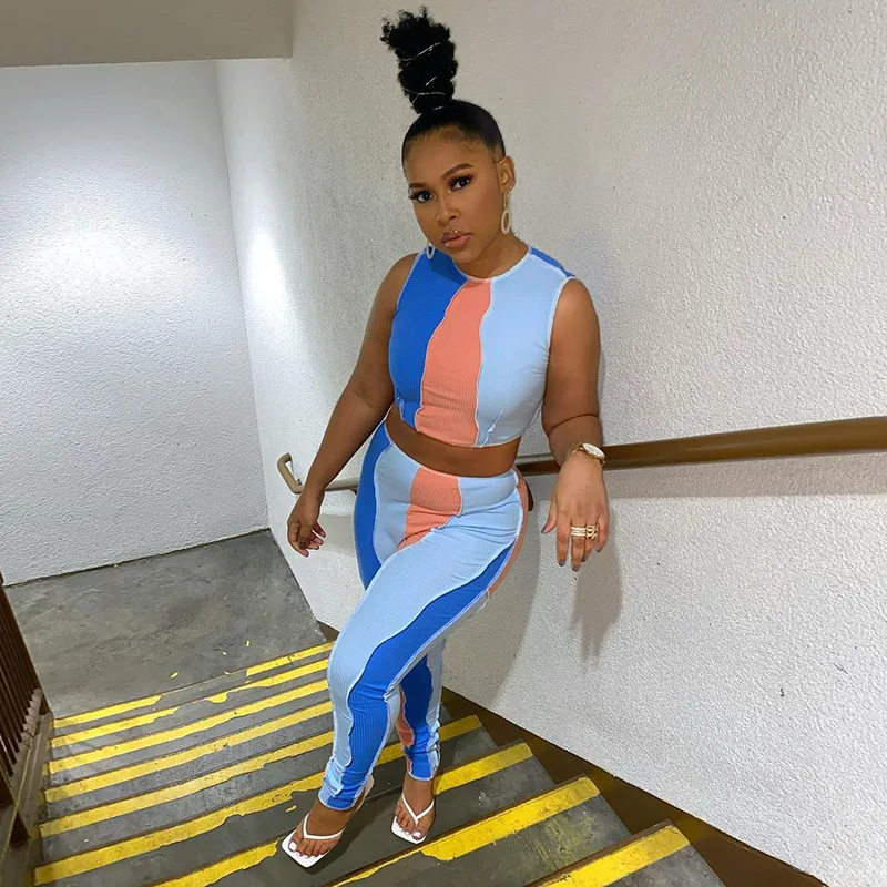 

2021 New Casual Summer Women Print Yoga Gym Suit High Waist Exercise Jogging Top And Leggings 2 Piece Sportswear Sets