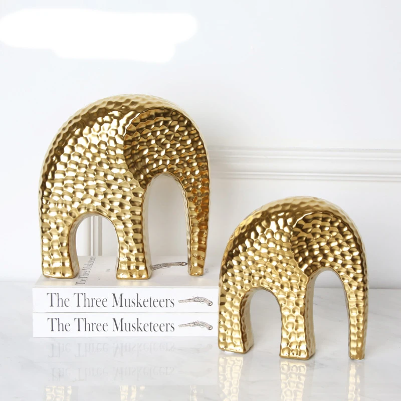 

Nordic Style Gold Painted Elephant Home Decoration Pieces Ceramic Living Room Elephant Decor Accessories, Golden