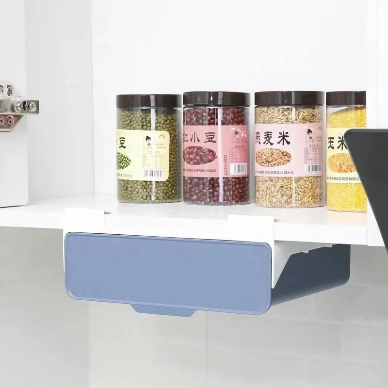 Good Quality Wholesale Strong Self Adhesive Kitchen Under Desk Organizer Hanging Storage Box Drawer