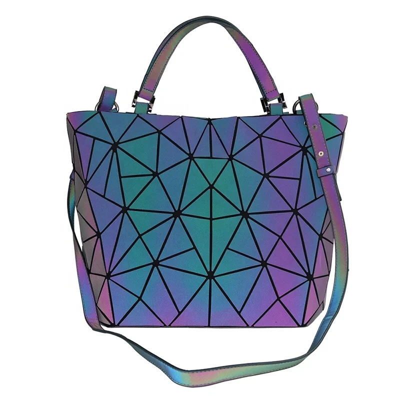 

Reflective Large Crossbody Handbags Luminous Geometric Bucket Bags For Women