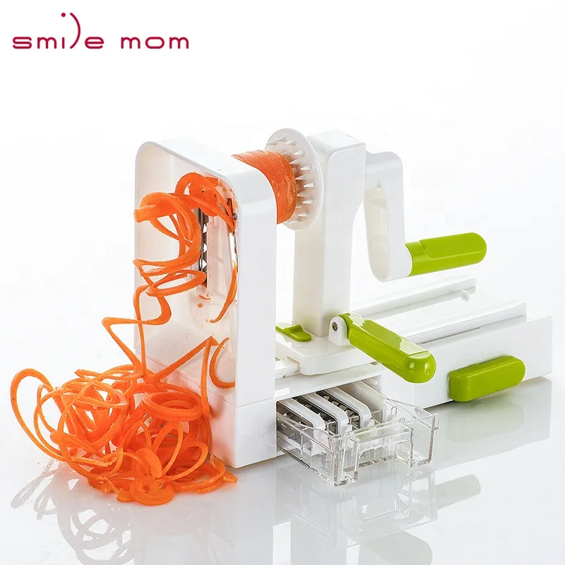 

Smile mom 5 in 1 Multi Kitchen Manual Ribbon Cutter - Spiral Food Slicer- Vegetable Spiralizer