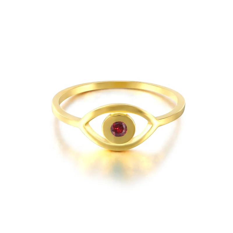 

Colorful 925 Sterling Silver Finger Ring Zircon Vintage Eyes Gold Rings for Women Girl Wedding