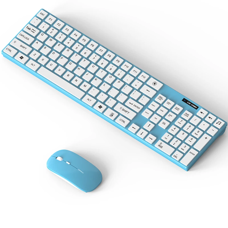 

Silent Ergonomic wireless Set Keyboard Mouse for PC Laptop, ,black,blue,white,pink