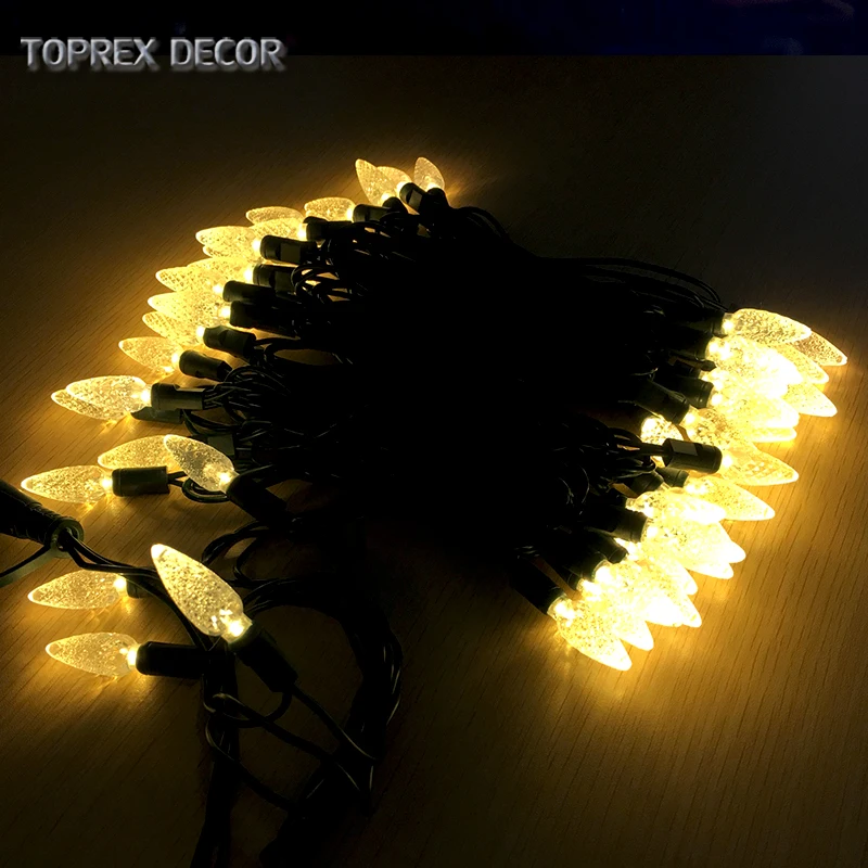 TOPREX shopping mall square home decor white red yellow led c6 strawberry christmas chain lights
