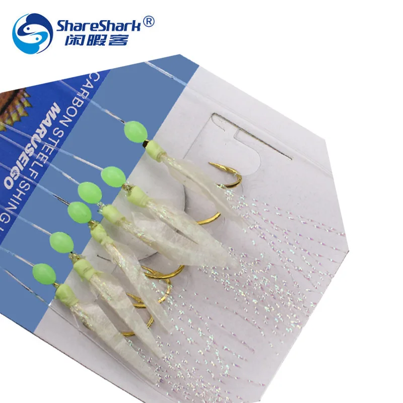 

Shareshark Sea fishing lure Flasher multicoloured Sabiki luminous beads Sabiki 6 hooks Sabiki rig