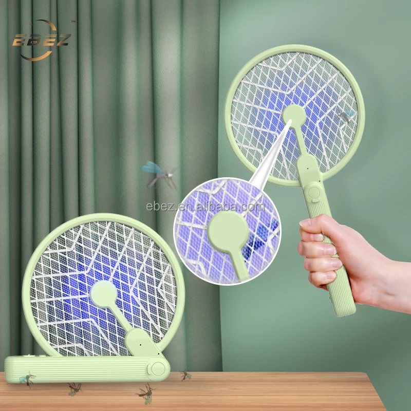 

EBEZ New Arrival USB Electric Foldable Rechargeable 3 in 1 1200mAH Battery Mosquito Swatter Racket