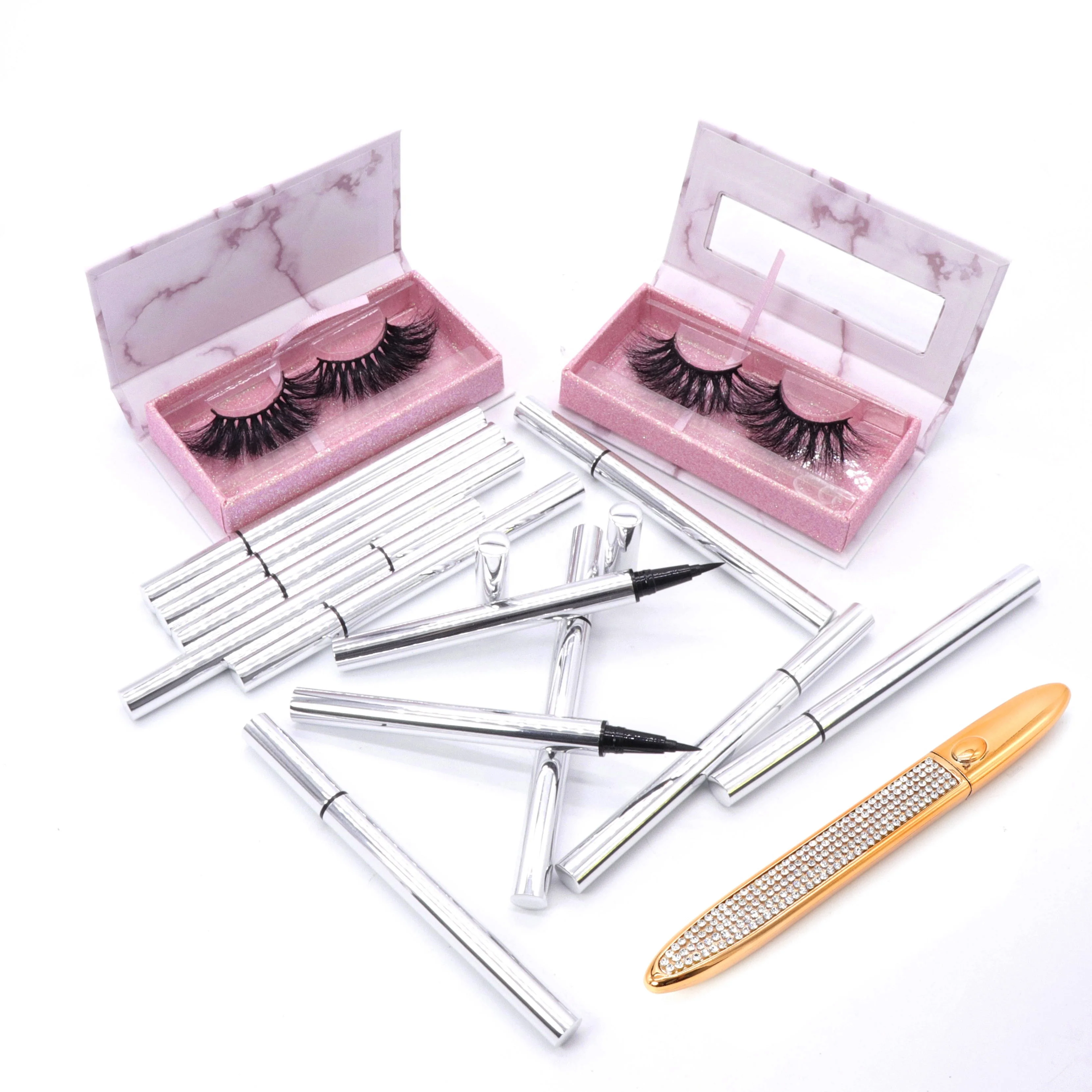 

2021 new design wholesale eyeliner glue pen for strip lashes free samples custom eyelash glue eyelash pen, Black/clear