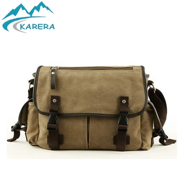 

High quality factory travelling multifunctional messenger canvas bag, Khaki,black