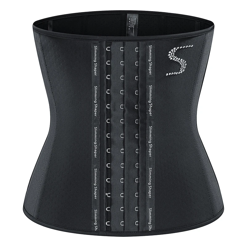 

2022 New Latex Steel Boned Waist Trainer Corset High Compression Body Shaper Fajas Shiny Diamond Shapewear