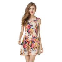 

2019 women's dress summer women dress ladies print casual style fashion office clothing bohemian beach sleeveless dress