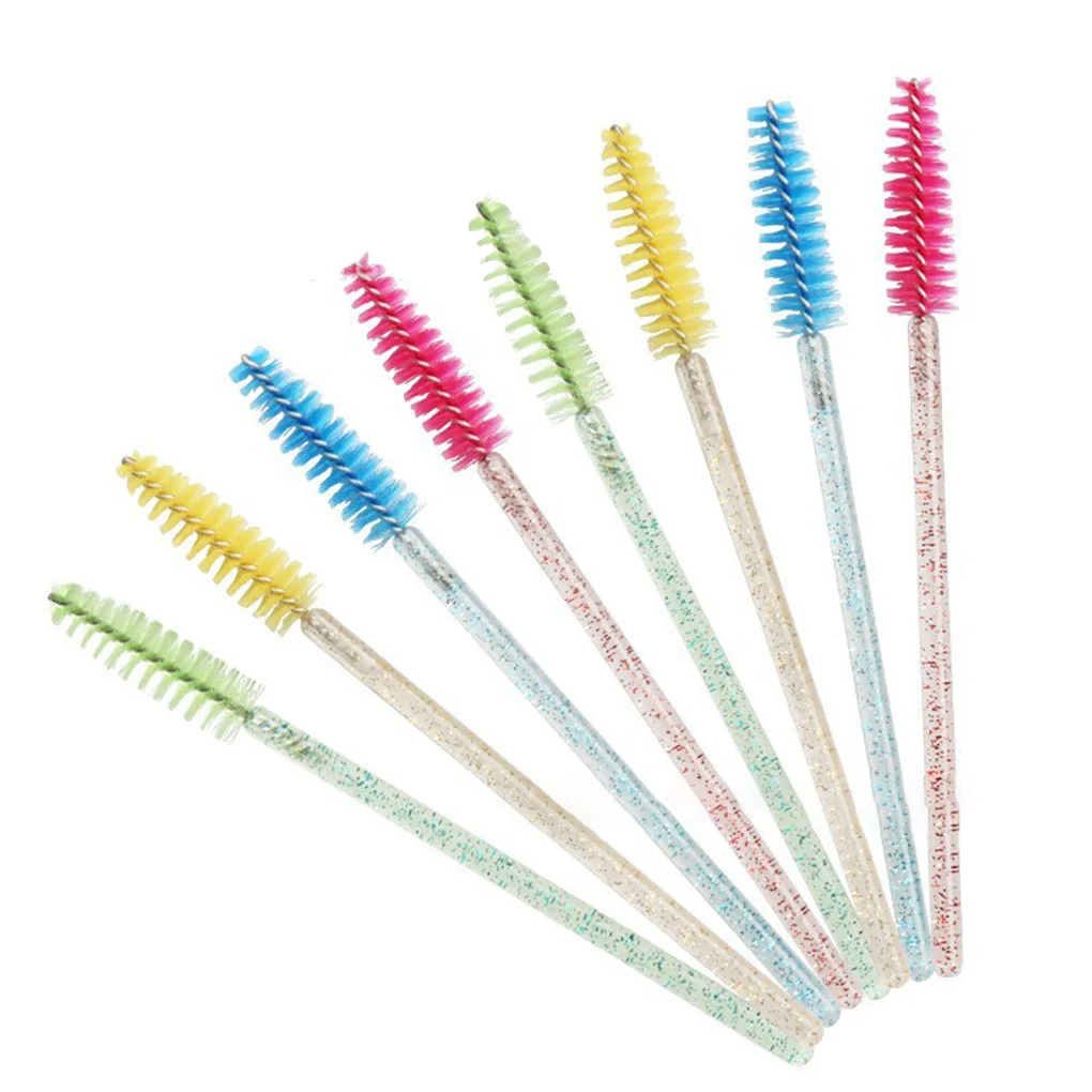 

50 shiny disposable eyelash applicator wand eyelash curler brush set mascara eyebrow comb wand wire brush, Red,pink,purple,blue,yellow