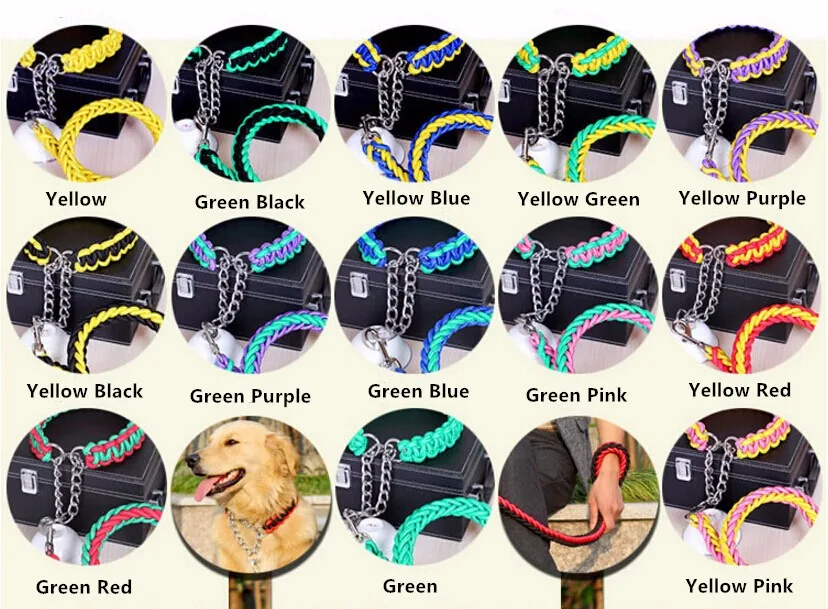 Eight Strand Round Rope Dog Walking Leads Large-Strong Dog Leashes and  Collar Sets