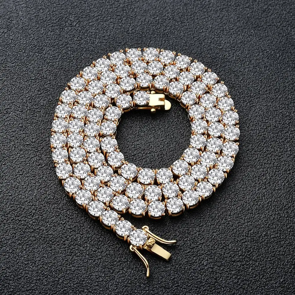 

High Quality CZ Diamond Iced Out 3mm 5mm Tennis Chain Necklace For Women