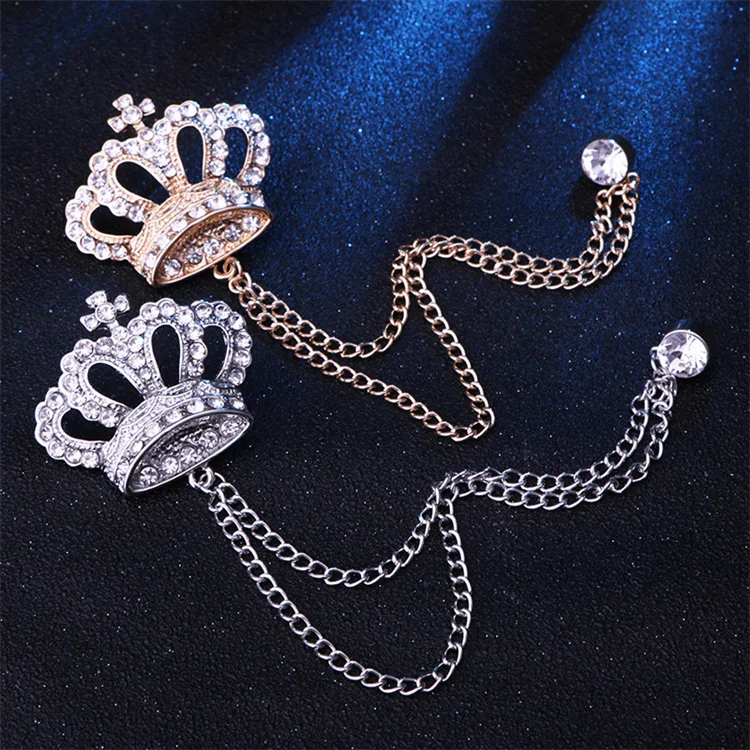 

New Diamond Fashion Classic Tassel Chain Crown Suit Accessories Brooches, Picture shown