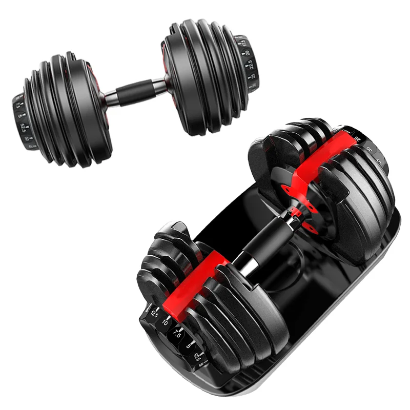 

1 week delivery home gym popular block flex weights 40kg 90lbs adjustable dumbbell/dumbell for sale, Black+red