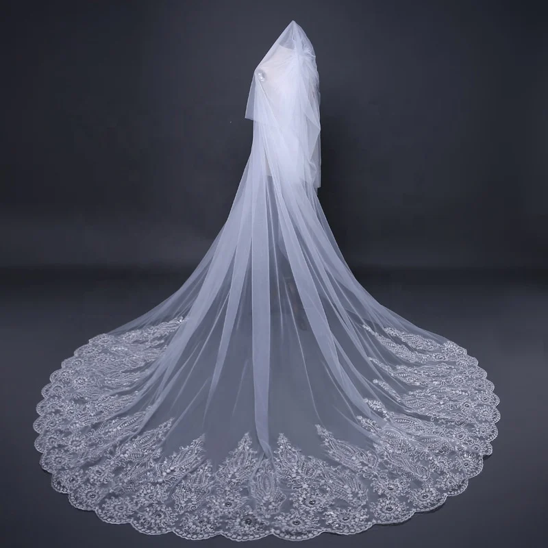 

New Style Of Ultra-long Veil Wedding Bridal Veil Lace Trailing Wedding Veil