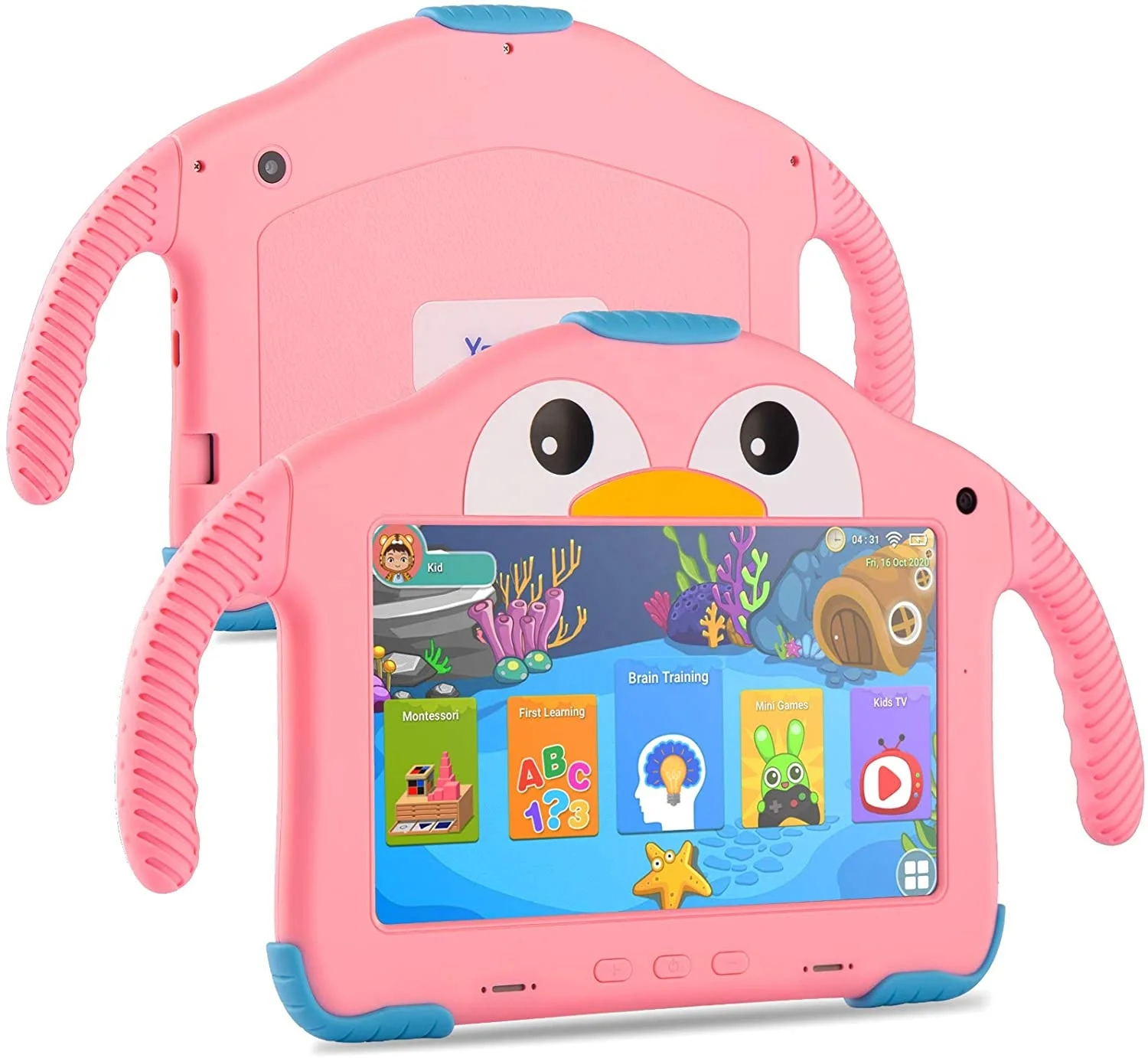 

Parental Control Educational APP iwawa pre-installed 7 inch RK3326 2GB Ram 32GB storage IPS touch Android 10.0 Kids Tablet, Green/pink