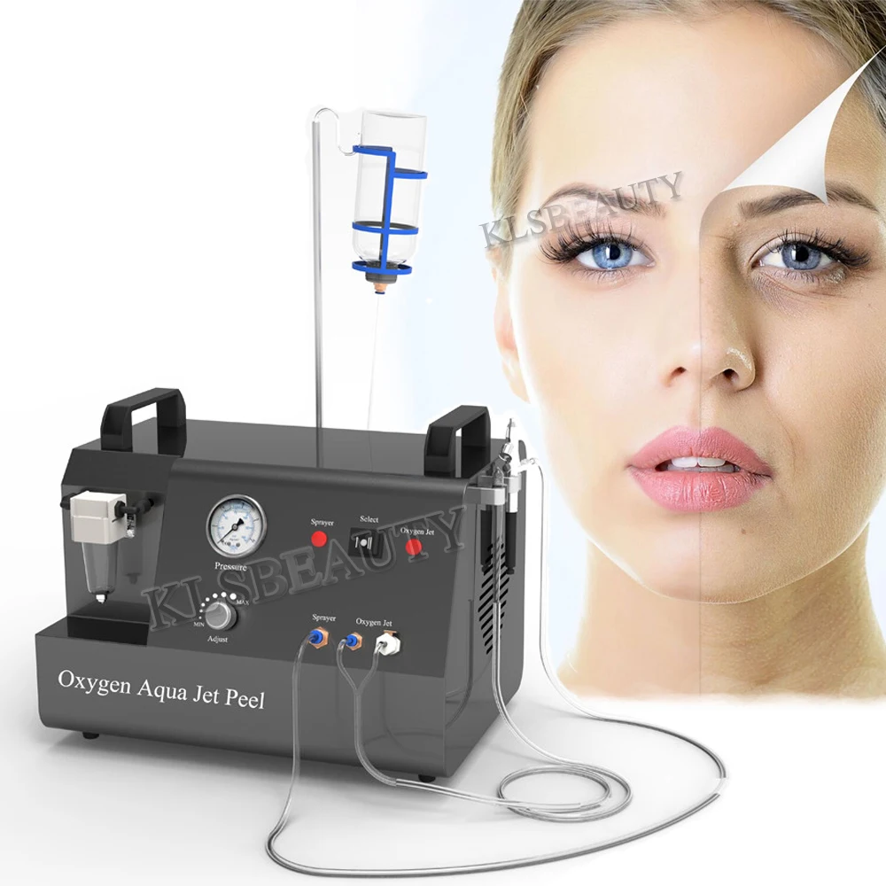 

Oxygen Jet Peel Microdermabrasion Water Dermabrasion Facial Skin Scrubber Skin Care Machine, White machine & black