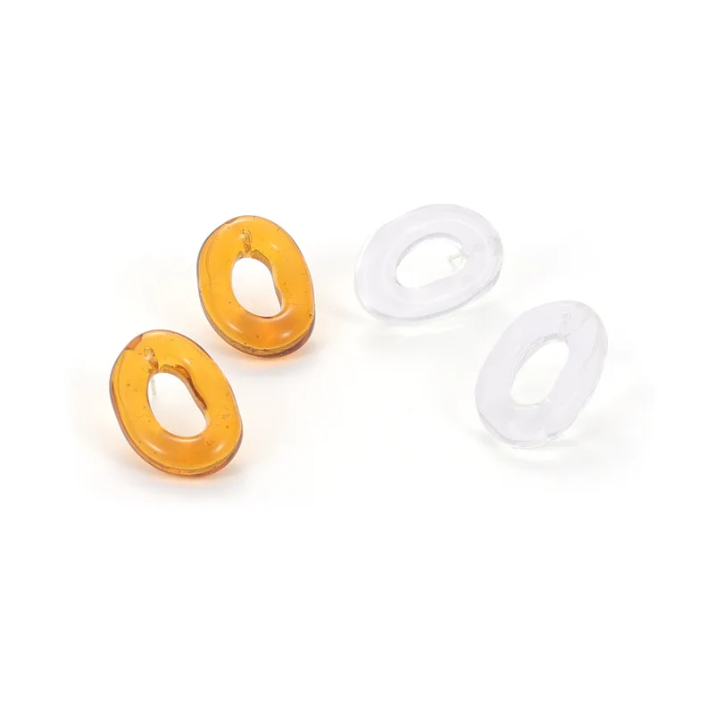 

Women oval shape stud earrings white glass earrings