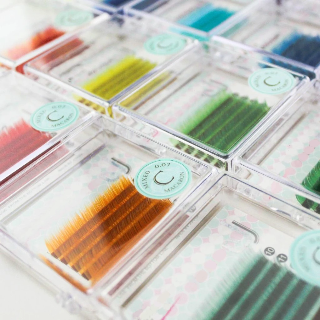 

Hot Selling Korean Silk Two Tone Color Individual Eyelash Extensions, Colorful