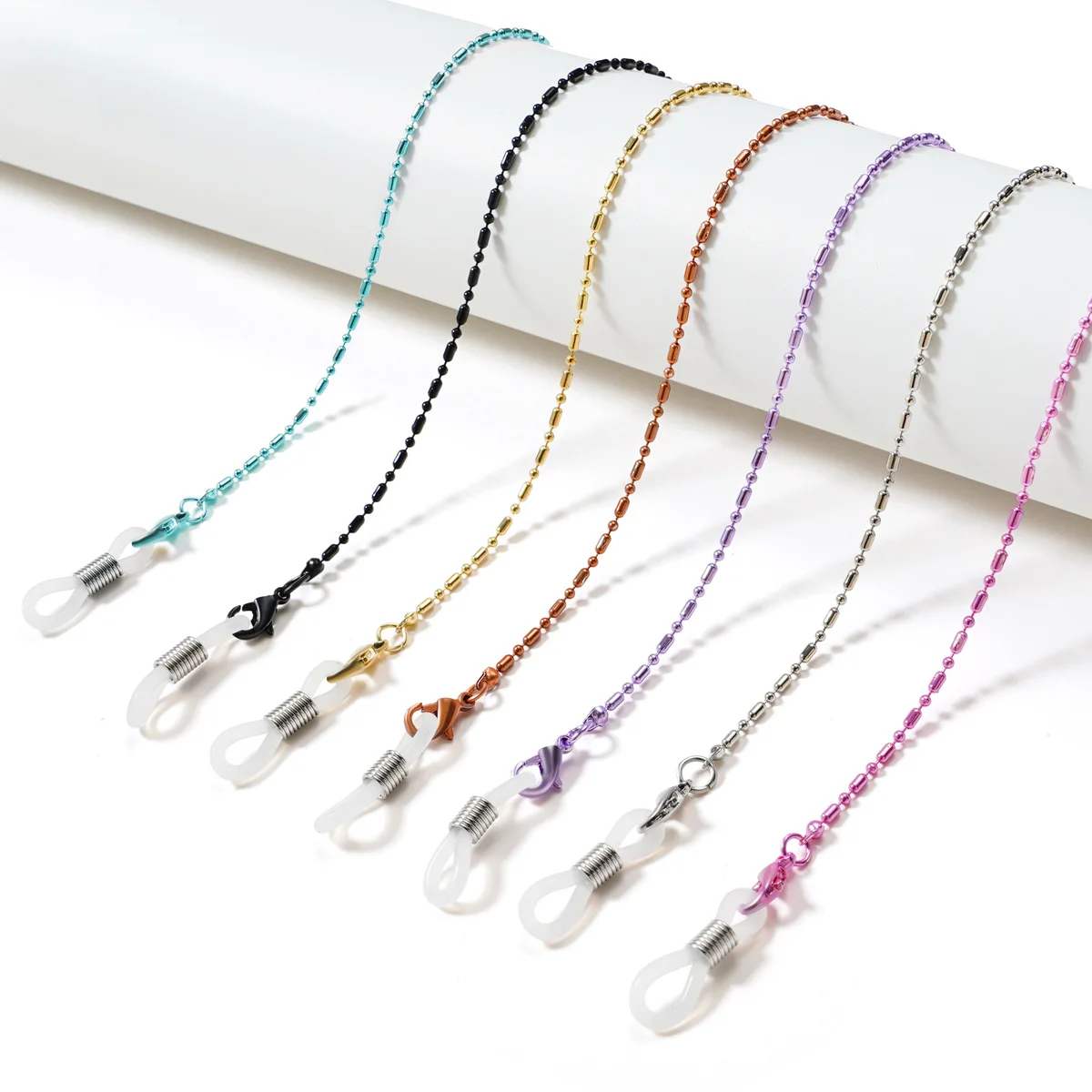 

Male Female Girl Copper Alloy Blue Ball Chain Sun Eyeglass Sunglasses Eye Glasses Holder Accessories Chain Neck Chains, Blue,yellow,black,silver,brown,purple