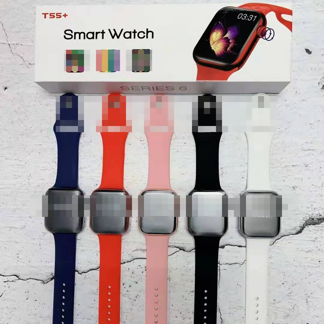 

2021 Hot selling T55+ smart watch arrivals bt call phone iwo reloj series 6 smart watch T55+