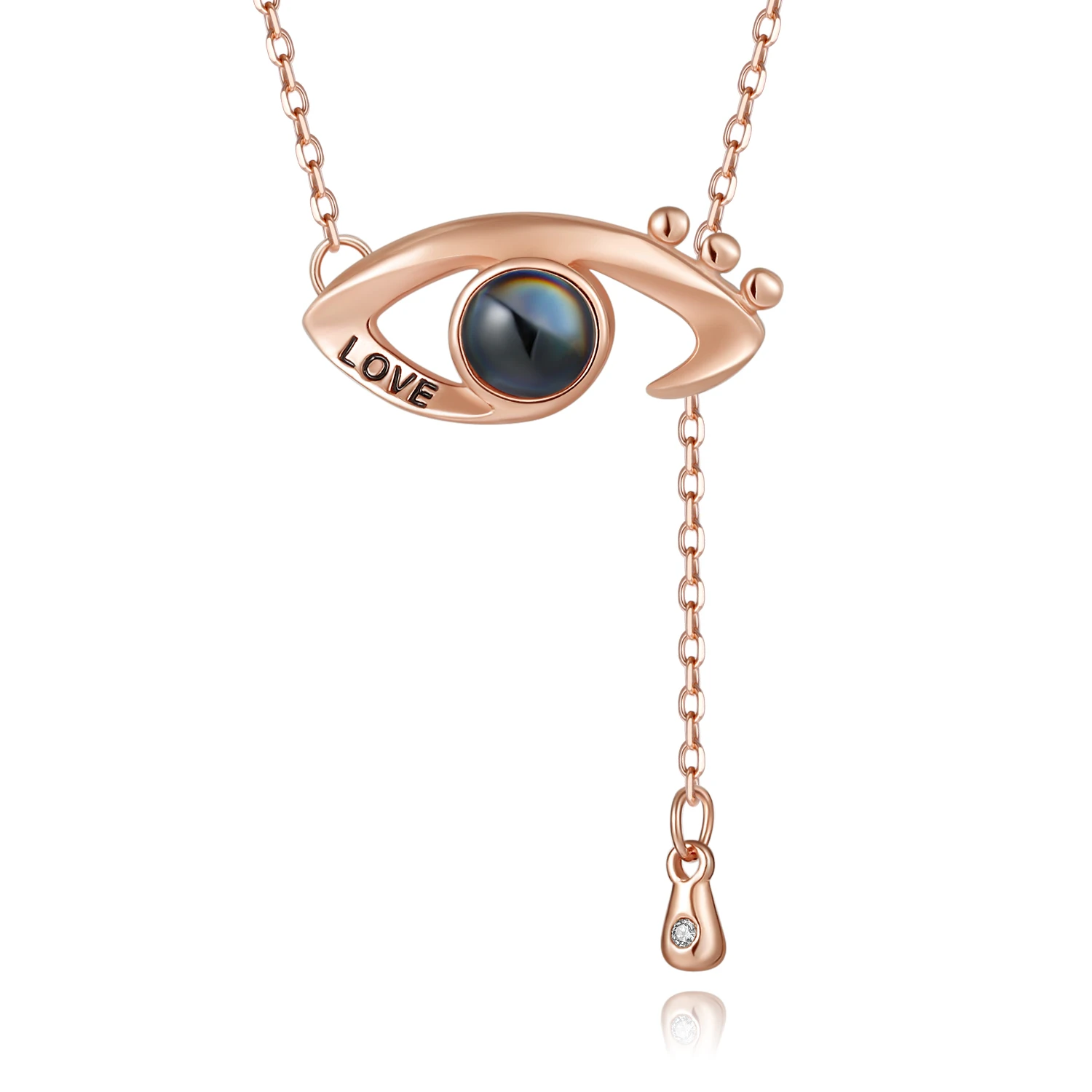

100 Languages I Love You Women Gold Plated 925 Sterling Silver Jewellery Eye Pendant Necklace