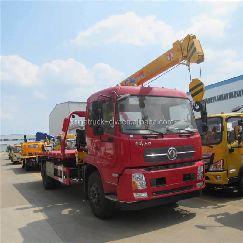 Dongfeng Slide Bed Tow Truck 2 Car Hydraulic Winch Recovery Tilt Slide