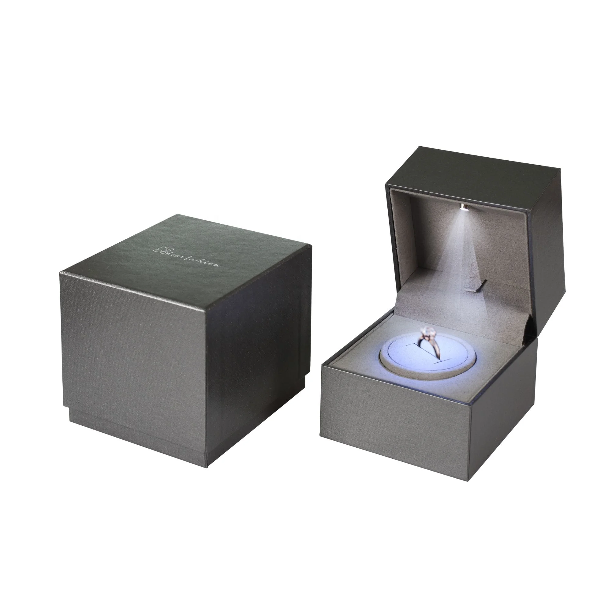 New Arrival Hot Sale Led Light Rotate Jewelry Display Box With Velvet ...